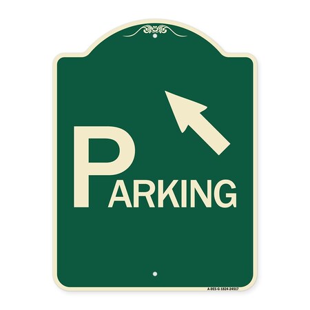 Signmission Parking W/ Arrow Pointing to Top Left Heavy-Gauge Aluminum Sign, 24" x 18", G-1824-24517 A-DES-G-1824-24517